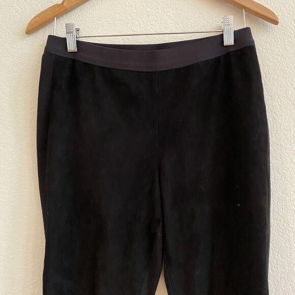Eileen‎ Fisher Lamb Leather Suede Pants Small Black Pull On Stretch Soft - Picture 2 of 9